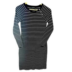 Ralph Lauren Striped Dress Preppy Nautical Long Sleeve Crest Comfort Stretch